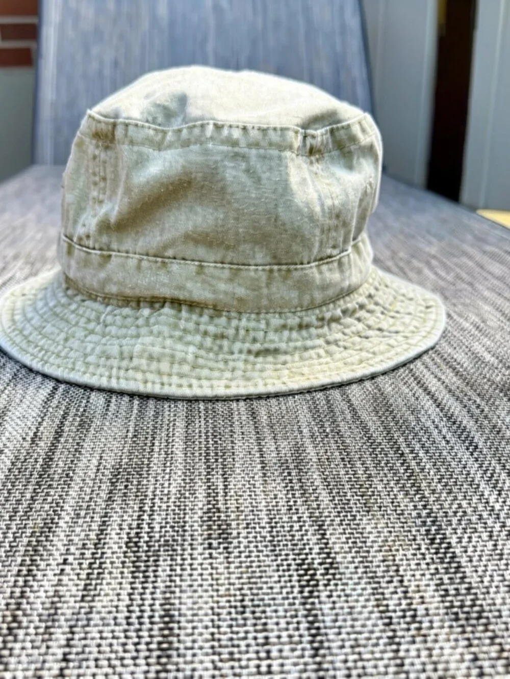 VTG 90s Y2K Bucket Hat Khaki Green Washed Cotton Falcon Headwear Eyelet Vents